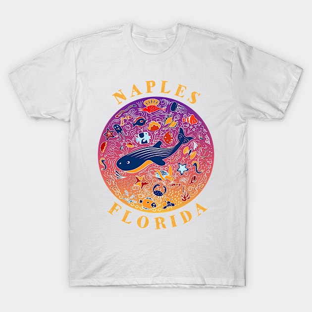 Naples Florida Cut Sea Life Souvenir T-Shirt by grendelfly73